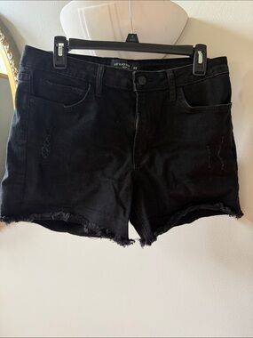 Just Black Black Frayed High-Rise Denim Shorts